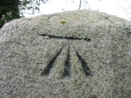 Close up view of the benchmark on a milestone at Syddan near Drumconrath (photo by Joan Mullen)
