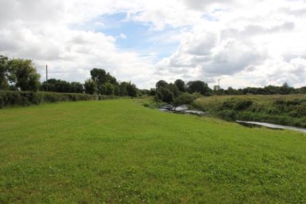 Slang field beside the river Boyne near Longwood. It is clear that this is a long, narrow field along a river. This is typical of many fields known as the ‘slang’ (photo by Michael Gunn)