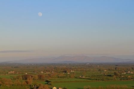 Coastal fields of East Meath with Cooley mountains in the background.